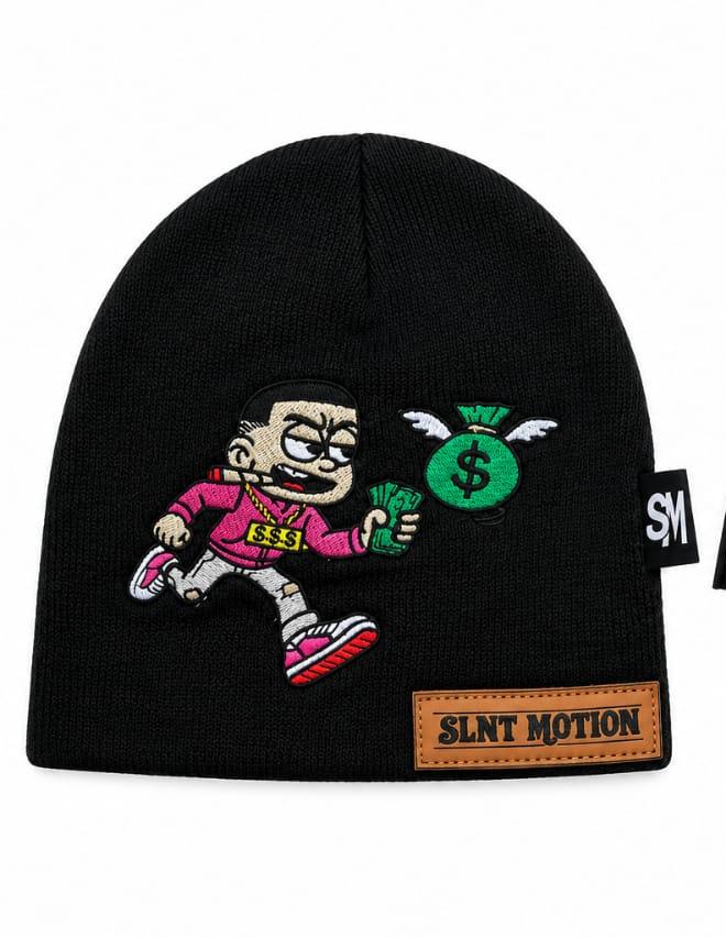 SLNT MOTION Limited Edition Beanie, studio front view